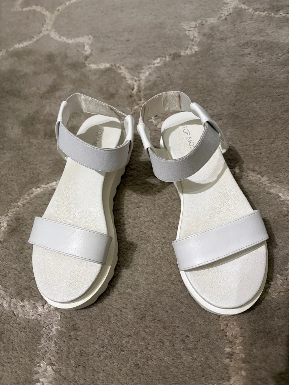 Top Moda KASH white strap platform wedge sandal Size 6.5